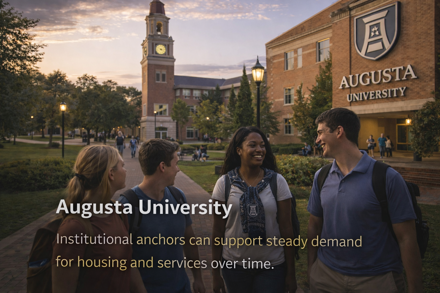 Augusta University – Institutional anchors can support steady demand for housing and services over time.