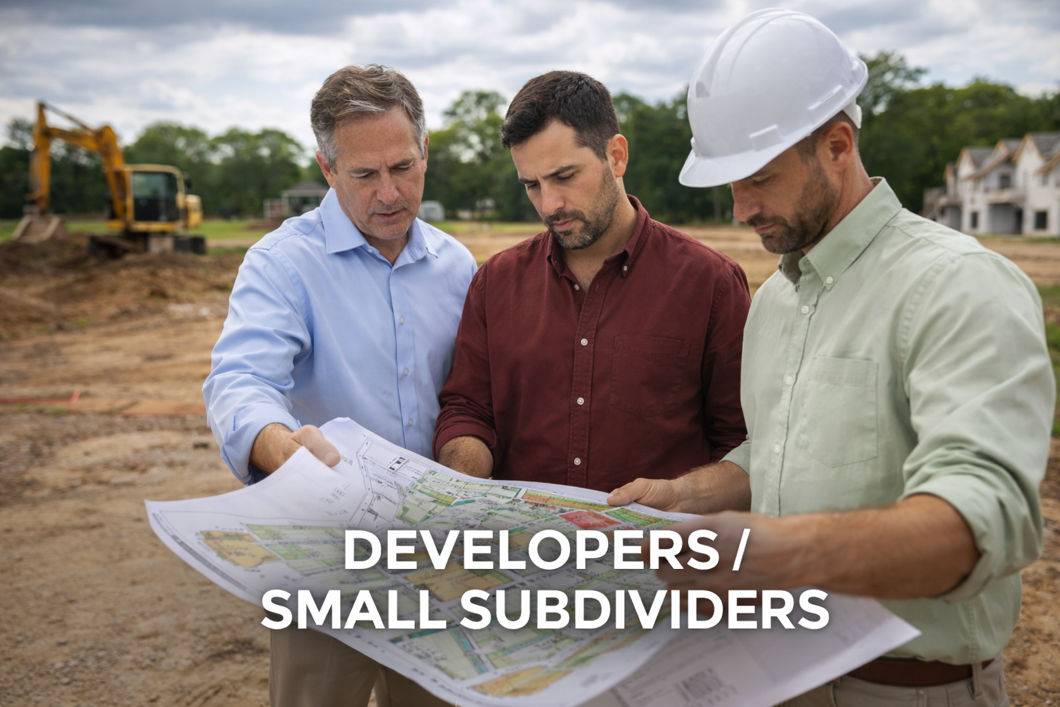 Developers and small subdividers reviewing land plans
