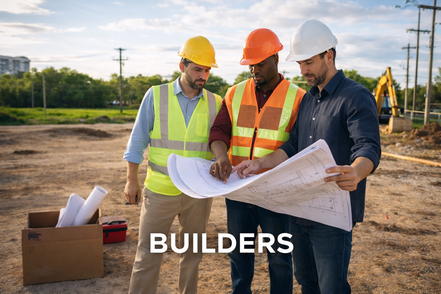 Builders reviewing buildable lots for development